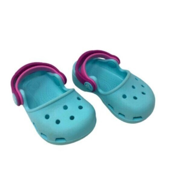 Crocs | Toddler Blue & Pink Strap Clogs Water Shoes Size 4 - Picture 4 of 11